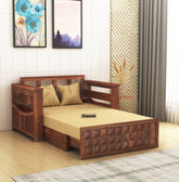Sofia Solid Sheesham Wood 2 Seater Sofa Cum Bed (Natural Finish)
